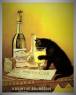 cartel,antiguo,gato,bebida